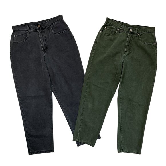 Vintage 90s Bill Blass Womens Taper Jeans Lot Size 6 Green Black Mom‎ Grunge - Picture 2 of 15